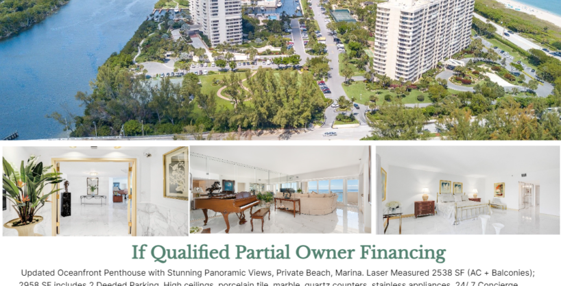 If Qualified Partial Owner Financing. Updated Oceanfront Penthouse Stunning Panoramic Views For Sale
